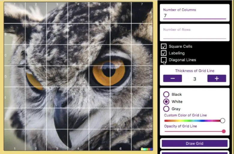 grid diaginal lines for more precision artwork picture